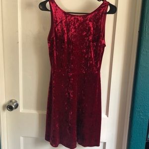 Forever 21 Red velvet backless skater dress Size 6